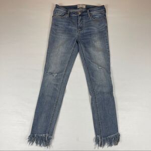 Free People Skinny Jeans Frayed Raw Distressed Women’s Size 27 Blue